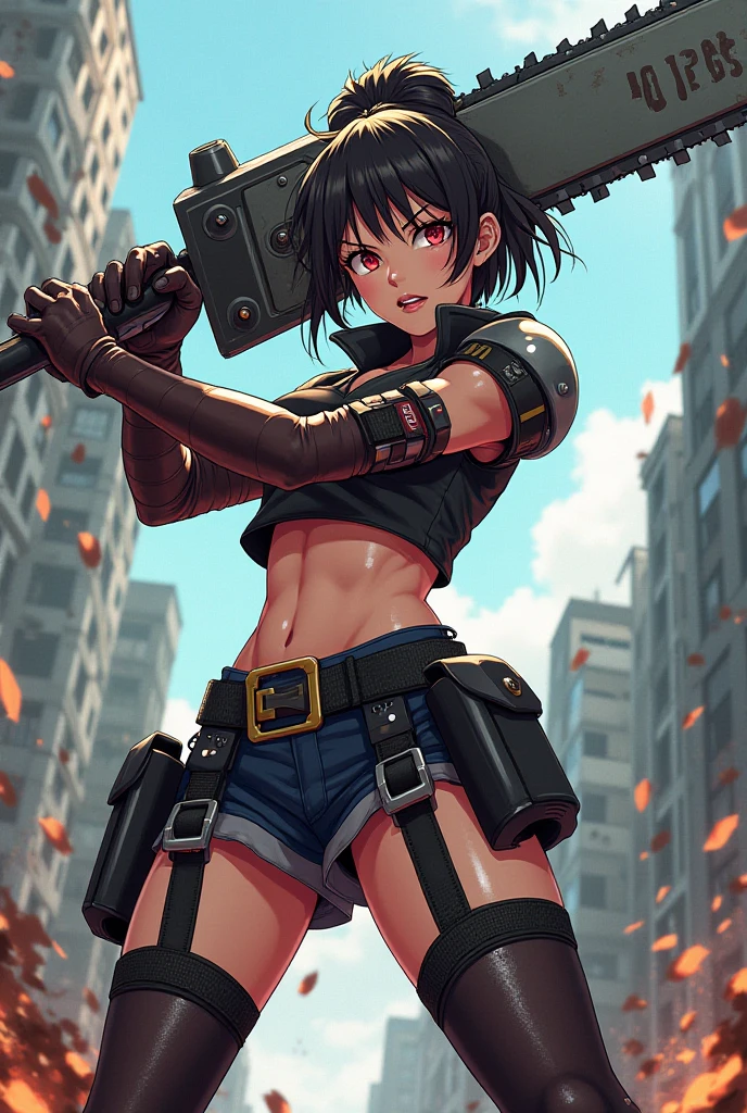 Attack on cute Titan girl,micro bikini,multiple titan girls,smiling,breaking buildings,