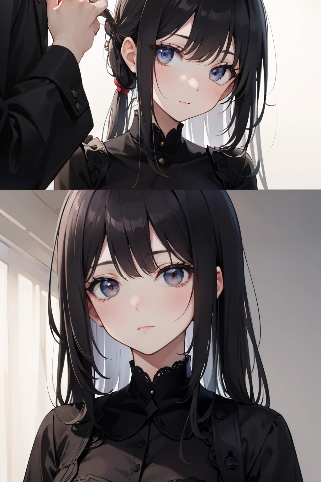 A dark-haired woman who looks at me with a gentle expression