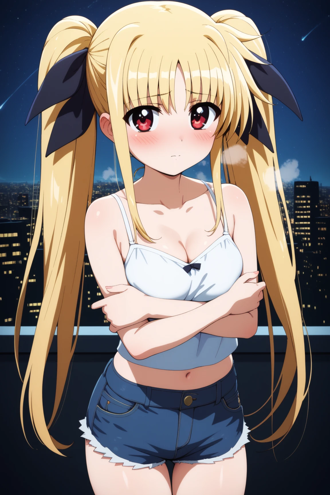 girl,Young,、(masterpiece,Highest quality),Street,Completely naked,Bare shoulders、Gal、Blonde、smile、passionate、long hair、(Underboob),Big Breasts,Cleavage,(stomach),Black mini tube top、looking at the camera、barefoot、A very short black miniskirt,(Ultra Micro Mini Pleated Skirt),Strong winds、No underwear、The skirt is blown up by the wind、solo、Are standing、barefoot,In the subway、City、Embarrassing