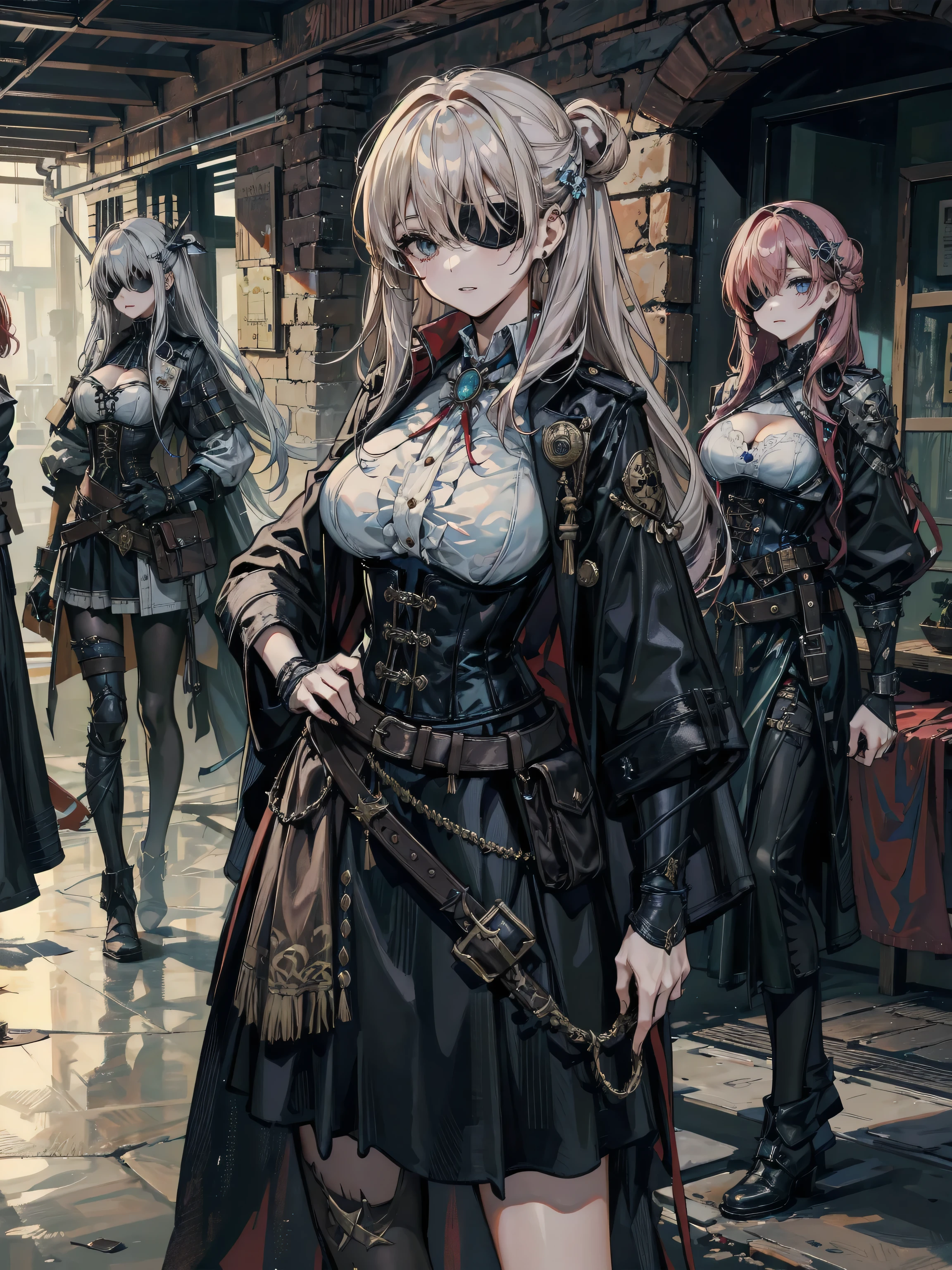 Within the transaction, Halz couldn't ignore the presence of other women—captives like
Evangeline, bought not for their skills or merits but as commodities to appease the immoral
desires of his men. These women, some familiar faces from his past grievances, now served as a
grim reminder of the sacrifices he had made in the pursuit of power and control. Halz knew these
women well; they had wronged him in ways that still burned in his memory. Now, fate had
turned the tables, and he allows the notion that their current suffering is karma playing out its
course.
Halz purchased these female slaves with a specific purpose in mind—to satisfy the sexual desires
of his men. He was painfully aware of the growing frustrations among his soldiers, their morale
sinking as the days of battle stretched into months with no end in sight. These women were a
grim solution to an unavoidable problem, a necessary evil in the harsh realities of war.
(The background should be gloomy, dark, and the slaves all females are dirty, like from the steets with sad eyes and torned clothing)