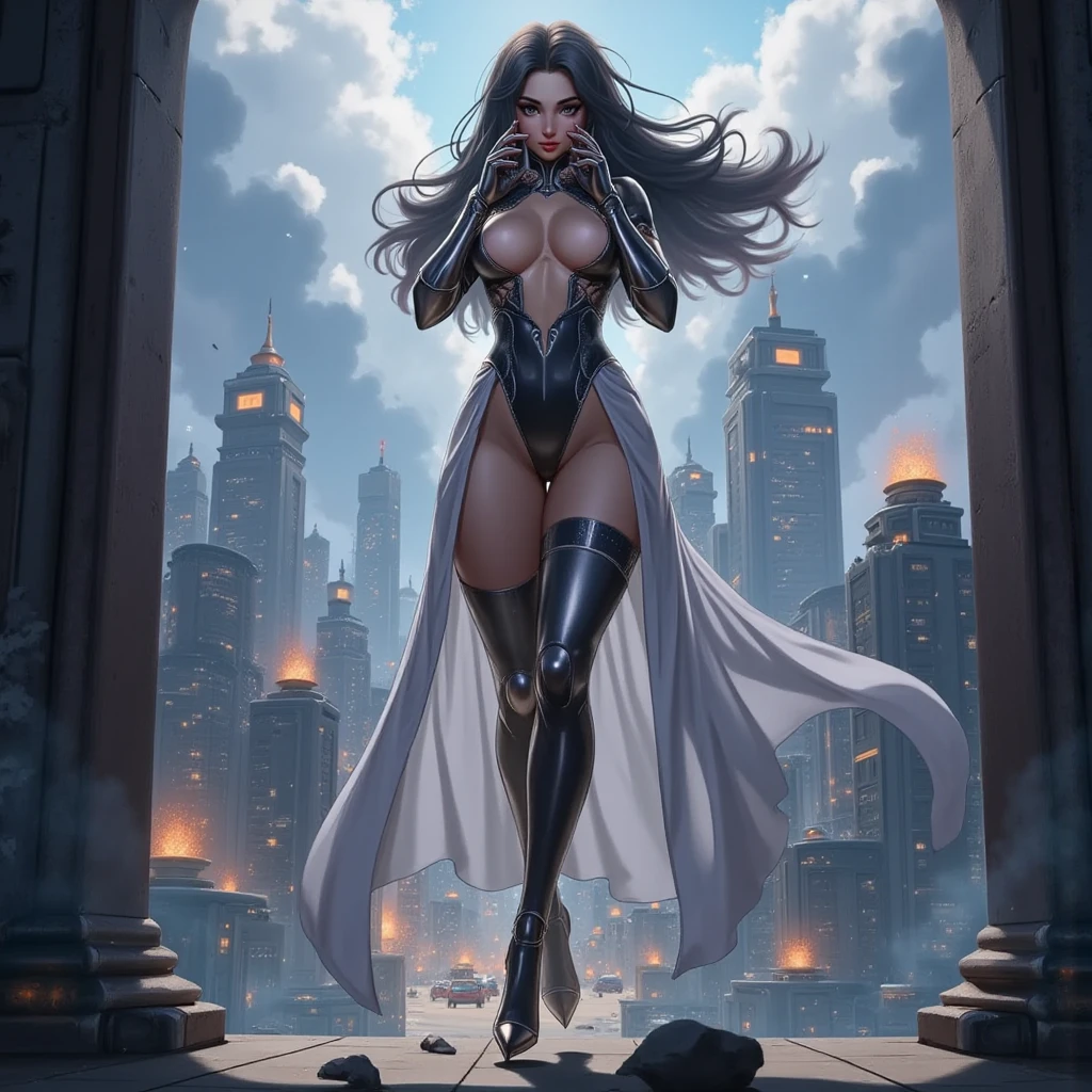 FlyingBolt, grey skin, covered eyes,
white bandages, bandaged leg, barefoot,navel, bandage hoodie,
smile, cleavage, fingernails,
upper body, floating, solo, horror (theme),,
(insanely detailed, beautiful detailed face, masterpiece,)
<lora:FlyingBolt:0.8>