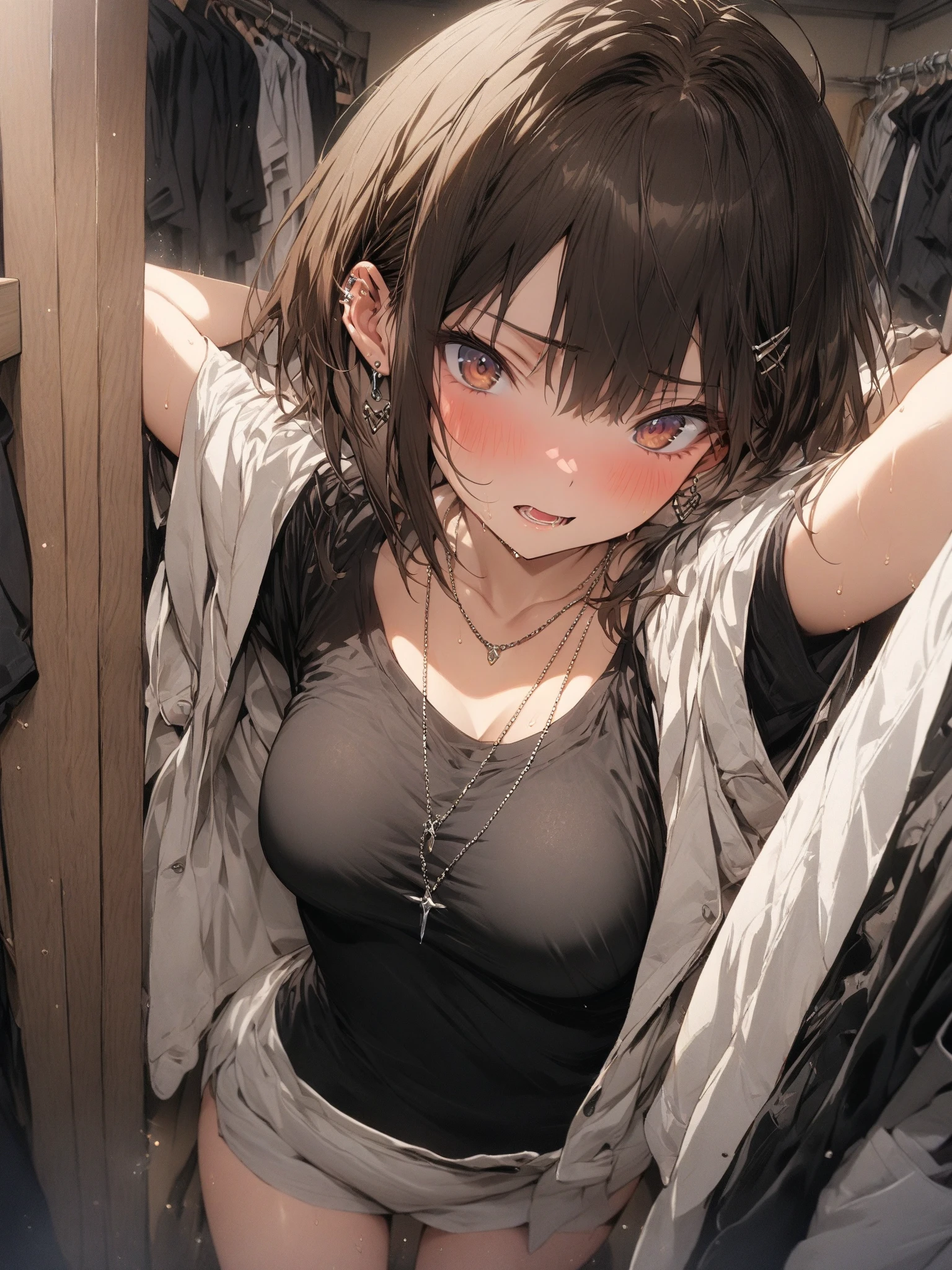 { 4k wallpaper : illustration : beautiful detailed eyes : extremely detailed face : perfect lighting : extremely detailed CG } { dim filter }{ horror gloomy atmosphere} { dark horror theme } { in a dark room } { an old guy morphing into Hermione Granger: messy curly brown hair : lolicon : perfectly small shape breast : perfectly smooth fit body : cute face : naked : nude : in pain : clenching teeth : struggling : tears : :eye rolling up : drooling : sweating : body twitching : muscle spasming} { vines under skin } { smooth : on the ground : holding head : arm behind head : screaming }