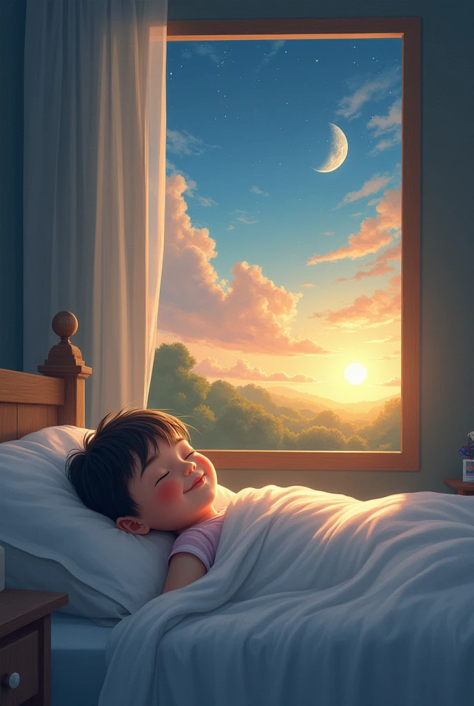 Draw the following text in lapis: "Once upon a time in a city, A child lying quietly in his comfortable bed, as the clear morning light streamed through your window."