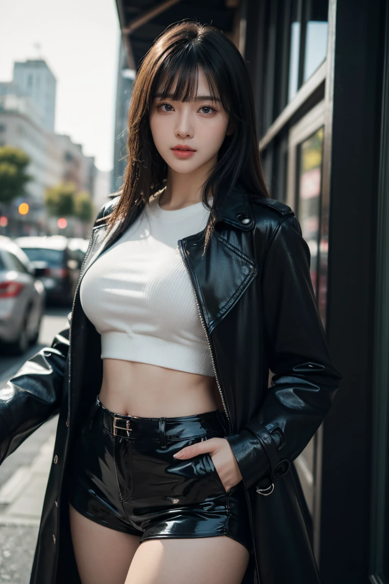((best qualtiy, 8K, tmasterpiece:1.3)), Sharp:1.2, perfect figure beautiful woman:1.4, Slim abs:1.2, ((Layered Hair Style, huge tit:1.2)), Chinese Beauty, Drink in the bar,Full body photo of a woman,adolable,Temperament,ellegance,Wearing JK clothing,校服,Student Clothing,cyberpunk high fashion,Hyper-realistic cyberpunk style, Cyberpunk 2 0 y, Cyberpunk-city, cyberpunk lut, bright cyberpunk glow, has cyberpunk style, cyberpunk fashion,16k,Highest image quality,Beautiful facial features,light make-up,Sense of oppression,Dignified and elegant,Perfect hand bones, Slender thighs, Highly detailed facial and skin texture,A detailed eye,二重まぶた,Look sideways at the camera,