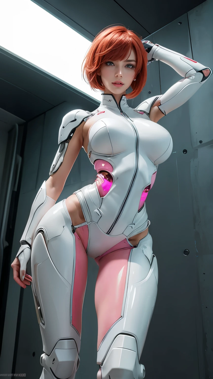 1girl, ((( Power from Chainsaw man ))), (chainsaw man anime Waifu), solo, long hair, Shiny orange hair, nude, no bra, ((mini pink T-shirt)), ((show under boobs)), ((medium Breasts)), perfect erect nipples, beautiful perfect body, perfect beautyful body, perfect legs , looking at viewer, blue bath background, black hair, simple background, turtleneck, blue eyes, lips, luring smile, slightly sexually aroused, voyeurism, upper body, white micro panties suit, white transparent micro panties, (((micro panties insert in the crotch))), (perfect detailed cameltoe), nose, legs, nsfw, sexy Erotic pose, white transparent latex high stockings, high resolution, Realístic, 8k.