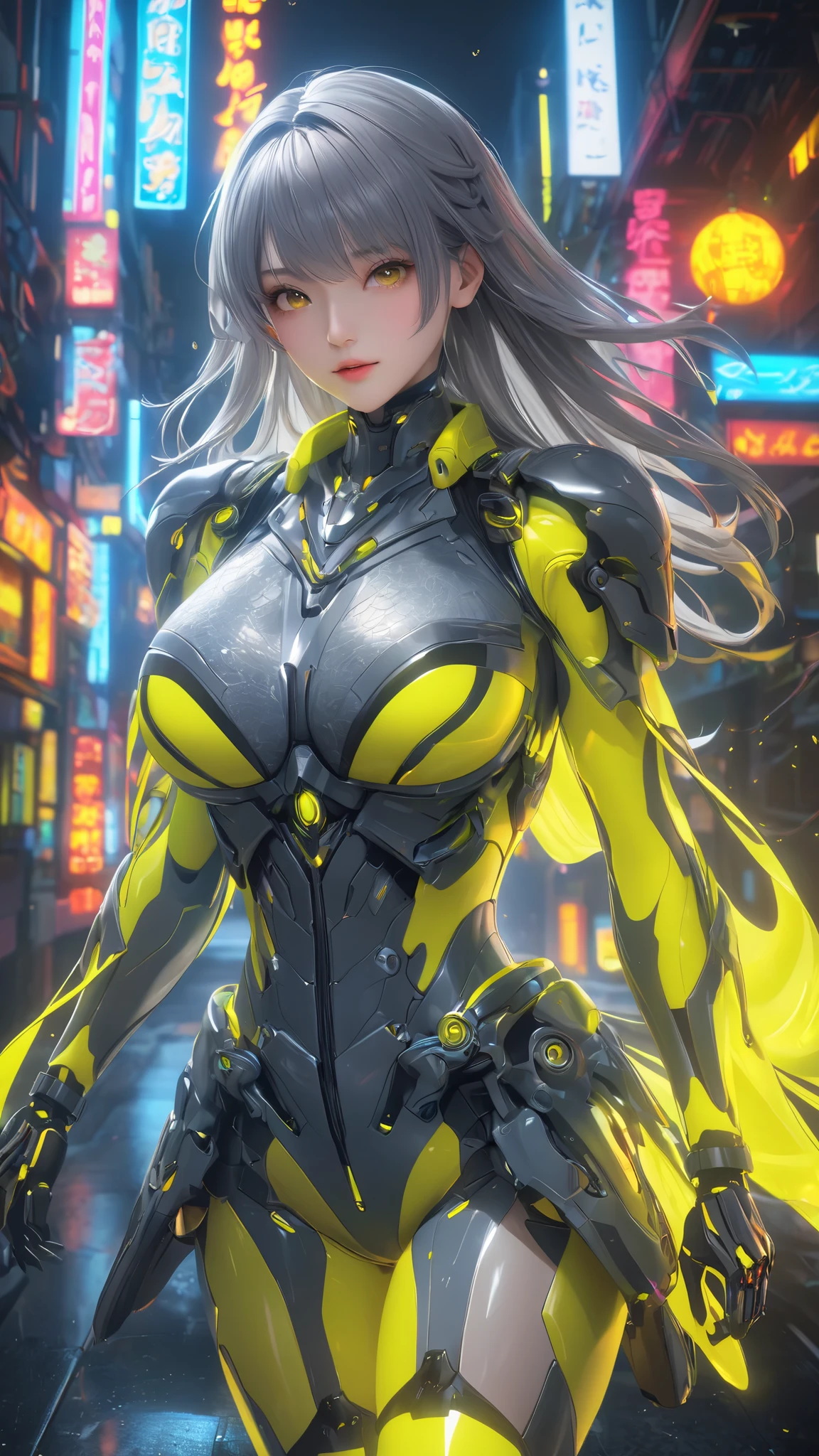 woman、White skeleton、Yellow Mist , ray tracing , masterpiece,ultimate、 top quality , super quality , irrational detail , best light, sharp, sharp image,, Details, extremely Details, Hi-Res, 16k, 超 Hi-Res, Particle Effect , Beautiful Effects, bright color , neon light, neon , light, close-up、 super huge breasts :1.5 、Extra thin waist :1.5、 super huge butts、Gray Hair、 Ultra Realistic Textured Face and Skin、 photorealistic、Original photo、Unconventional、 dynamic motion:1.2、 beautiful symmetrical face 、Realistic 3D CGI 、Real Digital Art 、 stand on one leg、 Ultra Realistic Faces:1.2、Really overlooking、