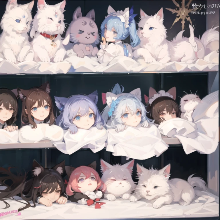 show off pussy, gray hair, cat ears