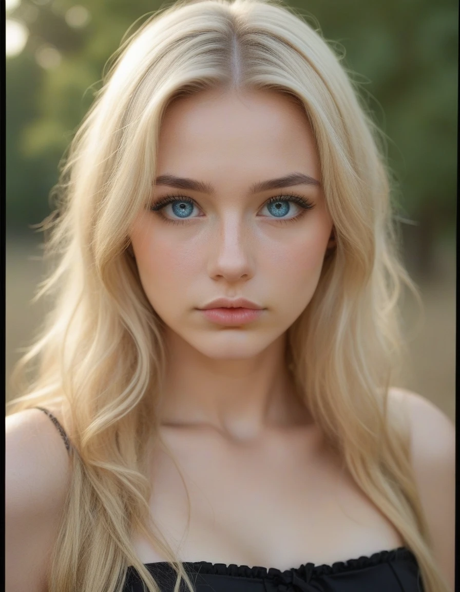 Une fille blonde russe en sous vêtement sexy. elle a les yeux bleus gris. Her straight, slightly wavy blonde hair, long and thick. Ses yeux bleus gris, with long, dark eyelashes. a straight and slightly upturned nose. Elle porte des sous vêtements sexy
