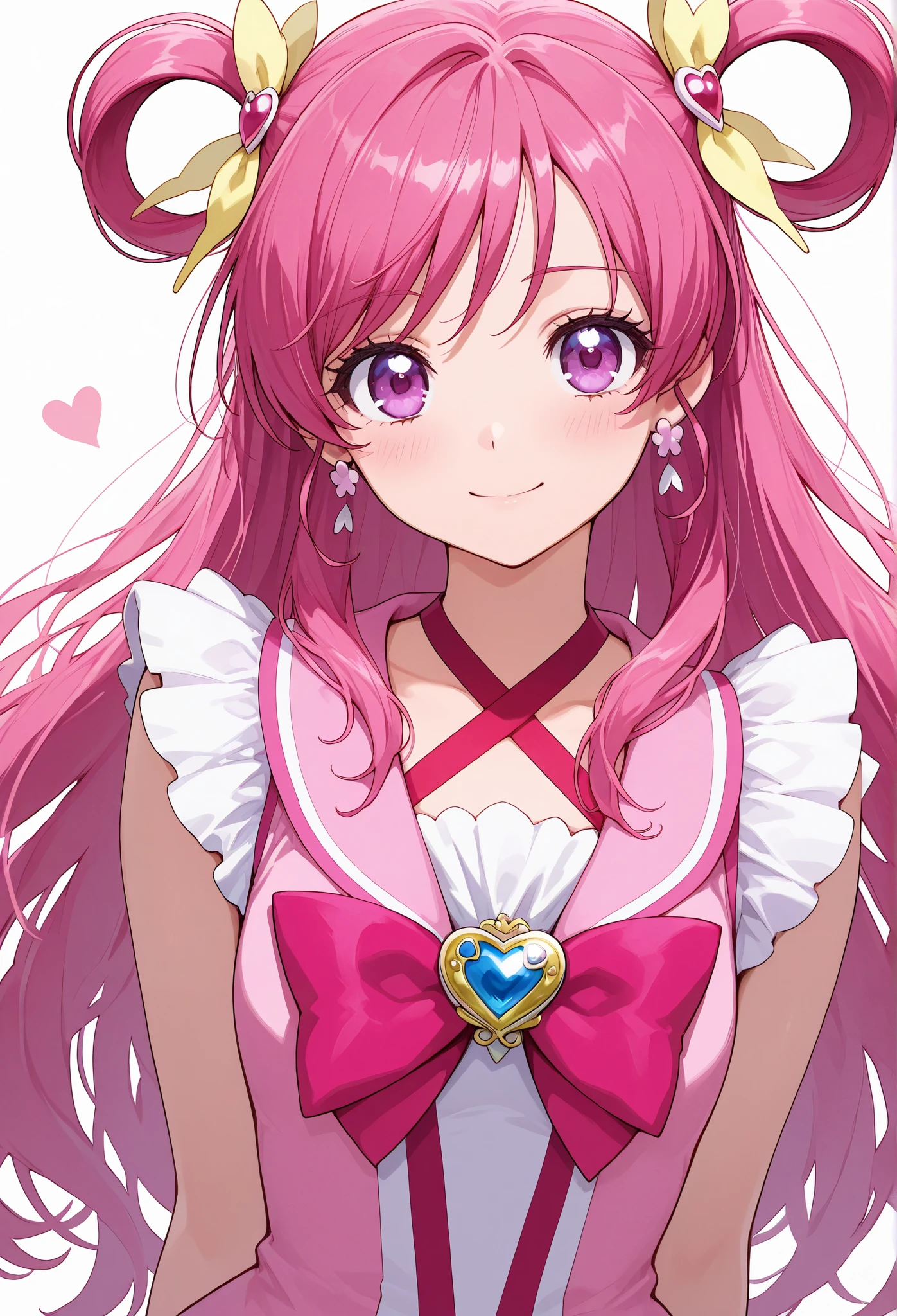 {{{masterpiece}}}, {{{best quality}}}, {{ultra-detailed}}, {illustration}, {{an extremely delicate and beautiful}},{{Cure Dream}}}\(yes Pretty Cure 5 )(( Unity 8k Wallpaper),( detailed image ), ,{{{Please wrap a wide red ribbon around your chest }}},{ have wide ribbons tangled around the chest }, pink hair