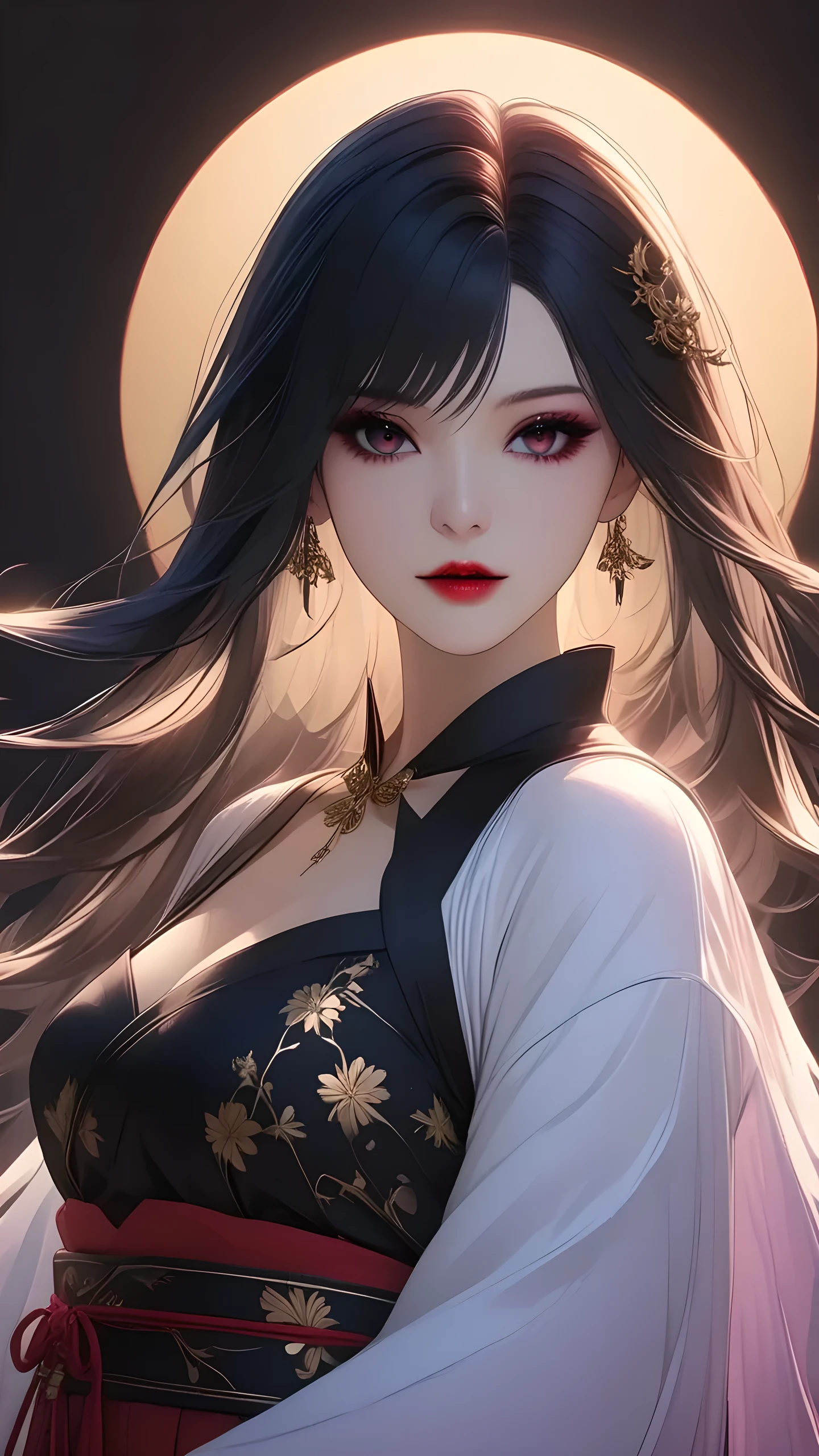 Mature big sister,Black long hair,Black tube top,Hanfu,Beautiful black eyes,Extremely detailed,high resolution,Simple background