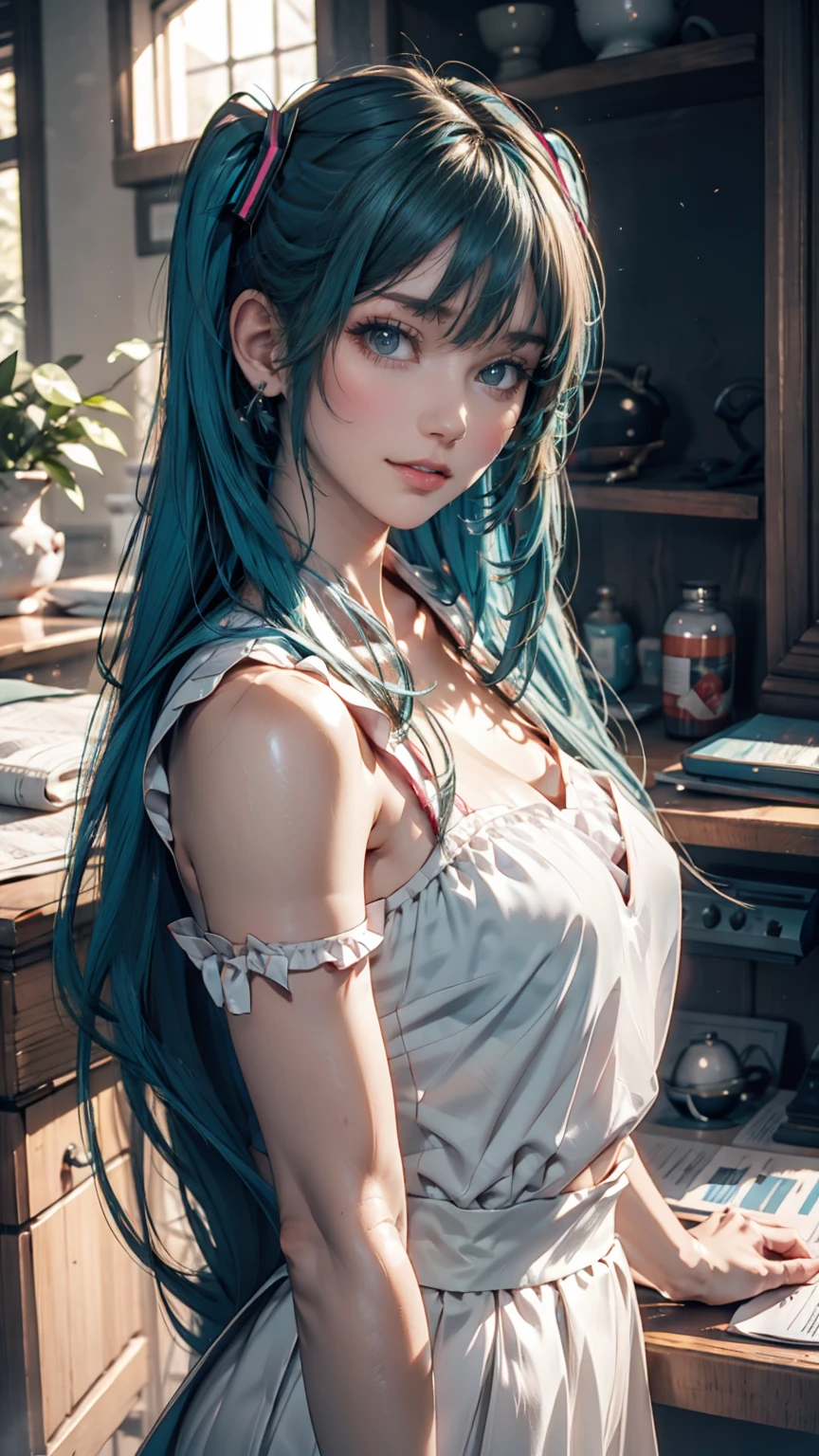 Blue Hair、Anime girl in white shirt posing in the room, Atjem style, Atjem. High Detail, style Atjem, style ivan talavera and Atjem, Atjem comic, Atjem. Anime Illustrations, in the style Atjem, Perfect white-haired girl, Atjem Greg rutkowski _ Greg