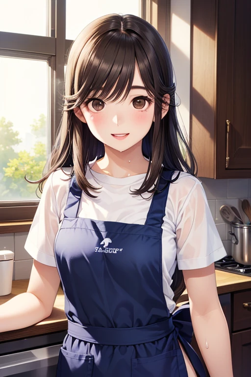 Takane Manaka, shiny brown long hair, beautiful brown eyes, smiling face, sparkling pupils, (fine grain), highly detailed eyes, highly detailed face, highly detailed eyes,, (masterpiece:1.2, best quality), 1 girl, cowboy shot,,
cowboy shot,
top quality、 Hi-Res、 high image quality、 Hi-Res、 sports gym、( long hair、 、 brown hair、 brown eyes、 glossy lips、 glowing skin that makes my body a little wet、 realistic skin texture、Checked Apron、kitchen)、 staring at me 、 Love Me、、 open your mouth and laugh)、( Drawing only the upper body 、Very close)