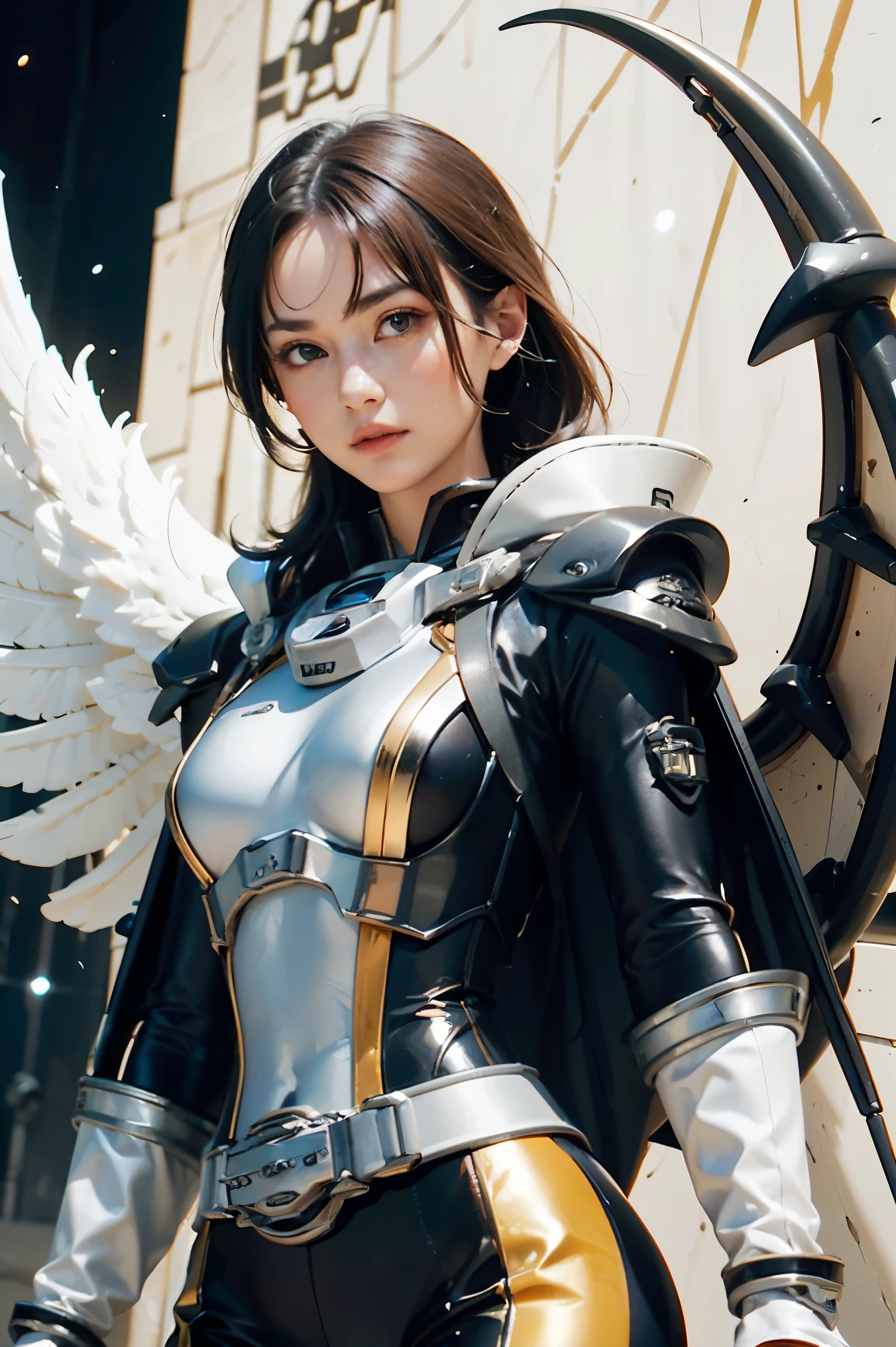 (masterpiece, top quality, best quality, official art, beautiful and aesthetic:1.2), (1girl), extreme detailed eyes, (fractal art:1.3), colorful, highest detailed, (perfect face), shiny skin, HDR, (white cloak golden lines:1.2), galaxy, (light streaks), striking visuals, (dynamic streaks, luminous trails:1.2), vibrant colors, (phoenix), (dragon)