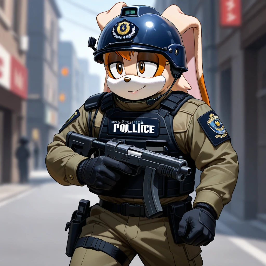 Siberian Husky dog, police, blue eyes , en una estación de police, blushing