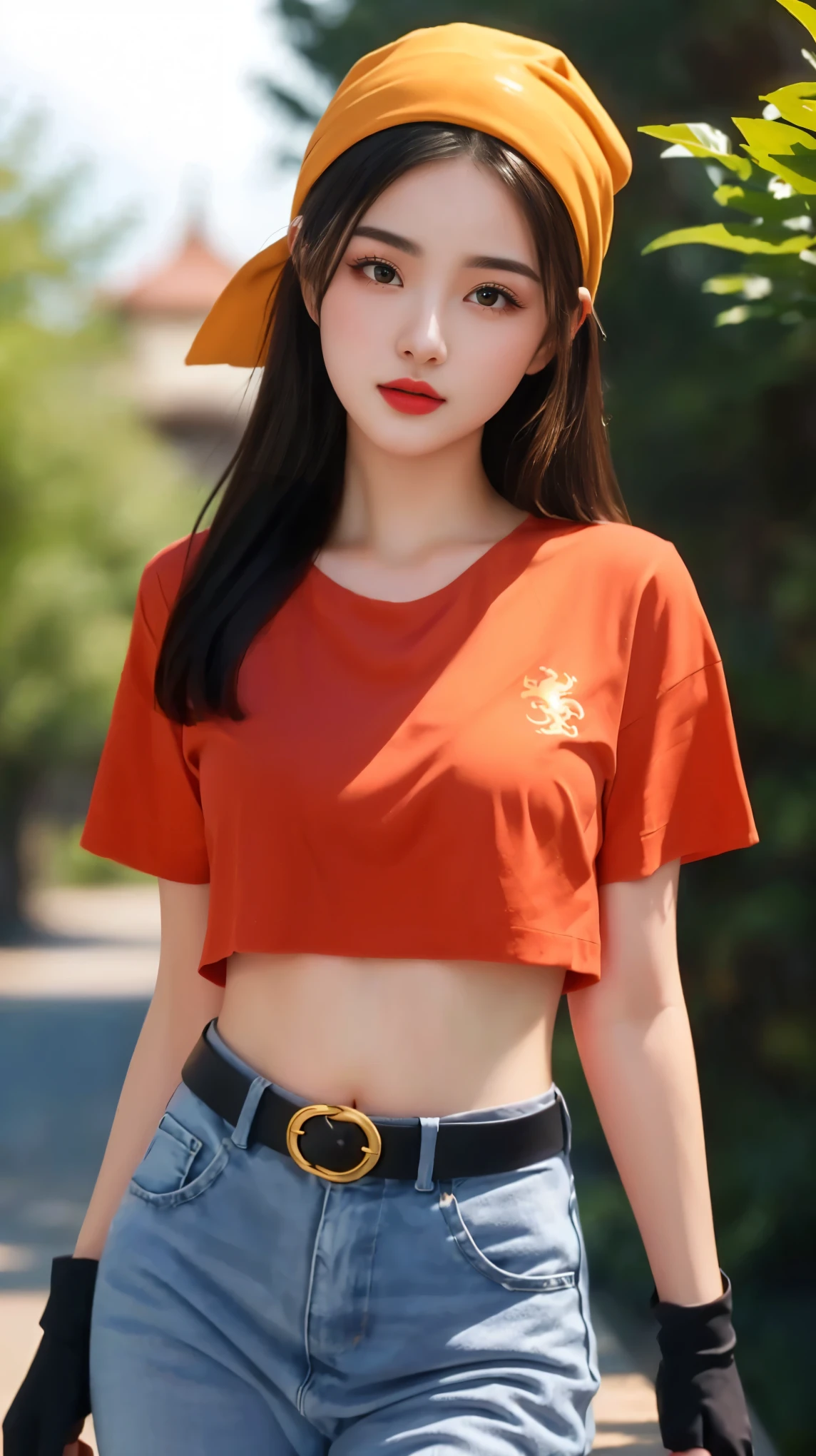 Masterpiece, 1girl, pan dragon ball character, thin lips, glossy lips, ,