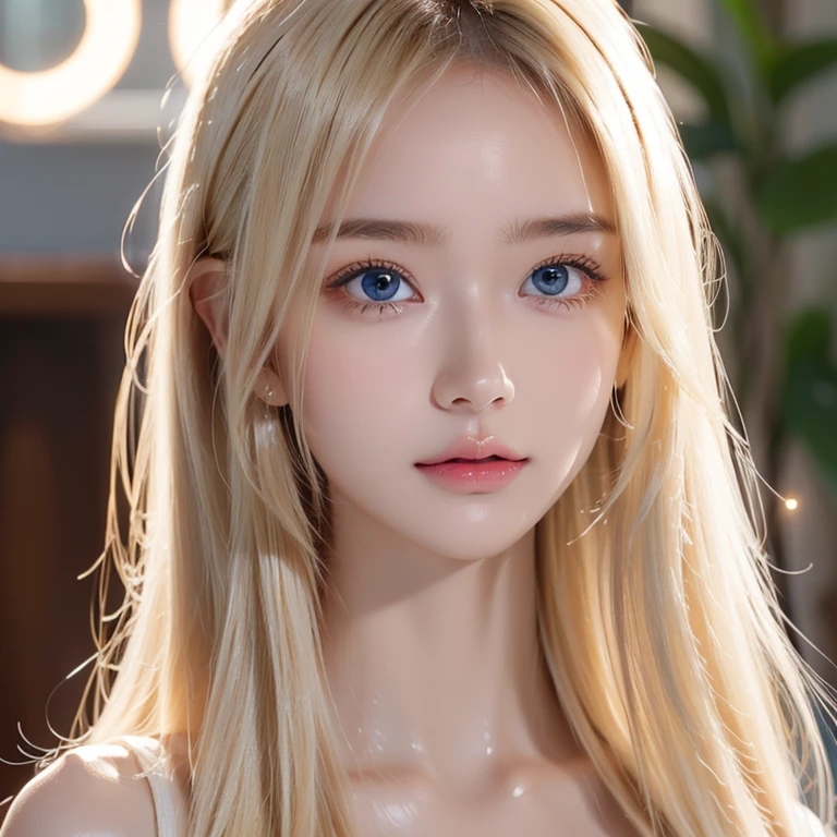 Unrivaled Beauty , Glowing, firming and radiant skin, 目と目の間のbangs, shiny straight beautiful platinum blonde, super long straight silky blond, eyeliner, sexy beautiful innocent , high definition big beautiful very bright light blue eyes, beautiful and lovely girl, Baby Face, short sleeve shirt、 long blonde, bangs, 目の間のbangs, とても long blonde, Blonde hair hiding one eye , Straight Hair, Disheveled Hair, Super long hair, eye-catching blonde , Lots of blondes , has sparkling eyes, Eye Reflexes, hidden eyebrows under blondes , sparkling eyes, Beautifully treated very beautiful super long back hair、 Very Beautiful White Beautiful Gloss Beautiful Skin with Moisture、Small Face Beauty、round face、An iris that shines even brighter、