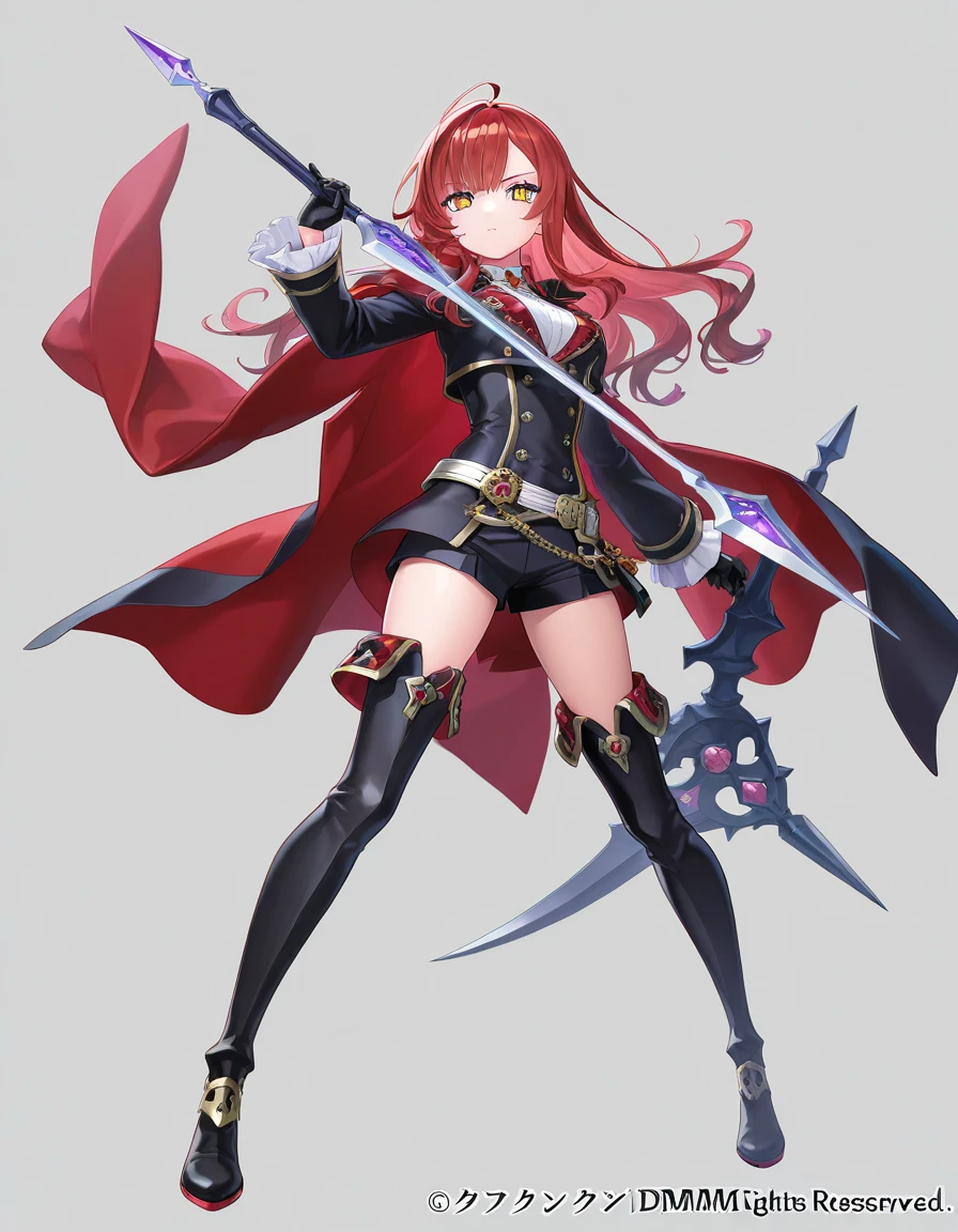 celica fe, 1girl, long hair, red hair, [yellow eyes|red eyes], solo, tiara, hairband, (gloves), dress, jewelry, holding sword, cape, <lora:Char_fef-Celica_KW-Celica_spc_FE:0.9>