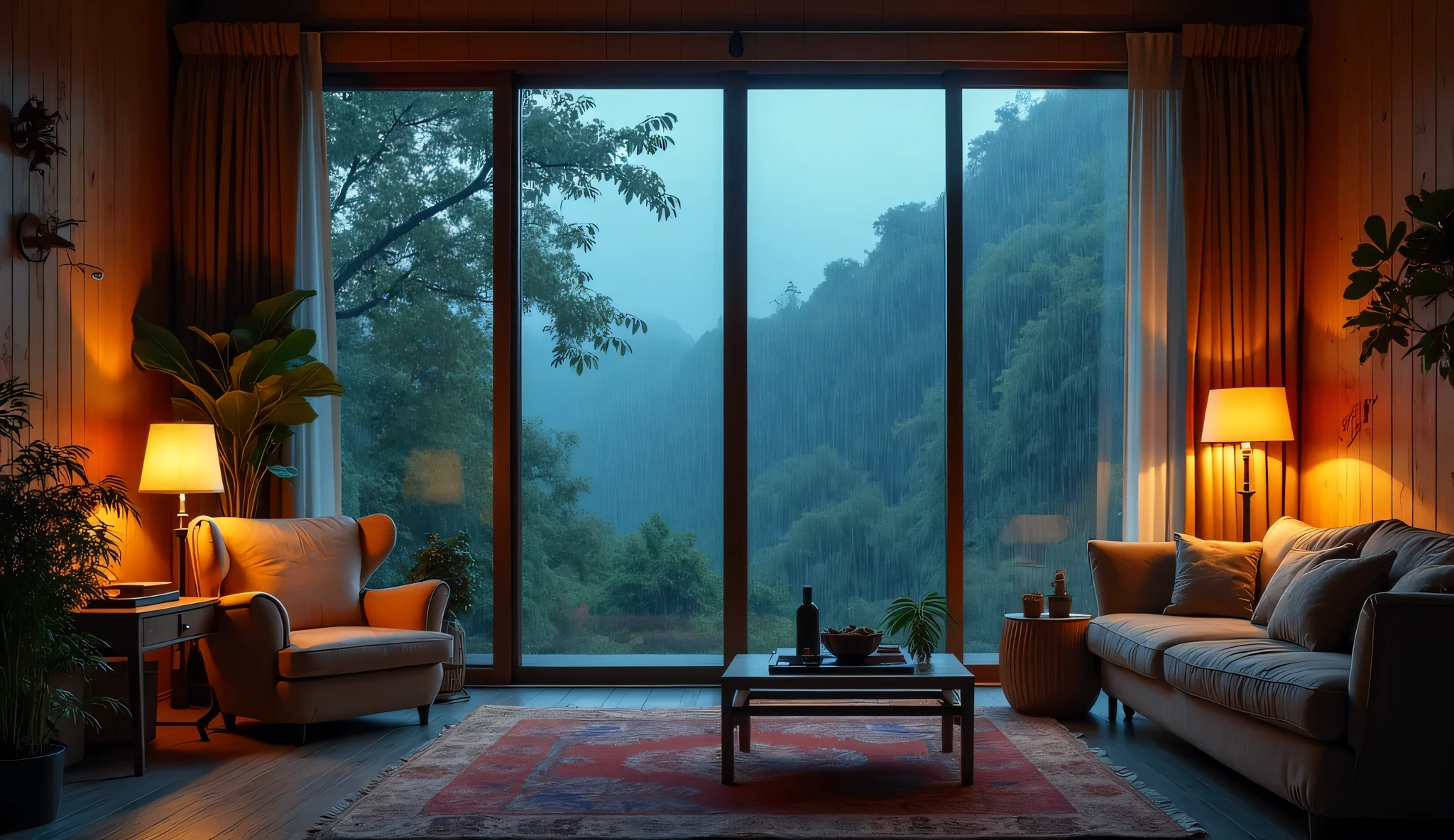 Arafed view of a living room with a couch - SeaArt AI