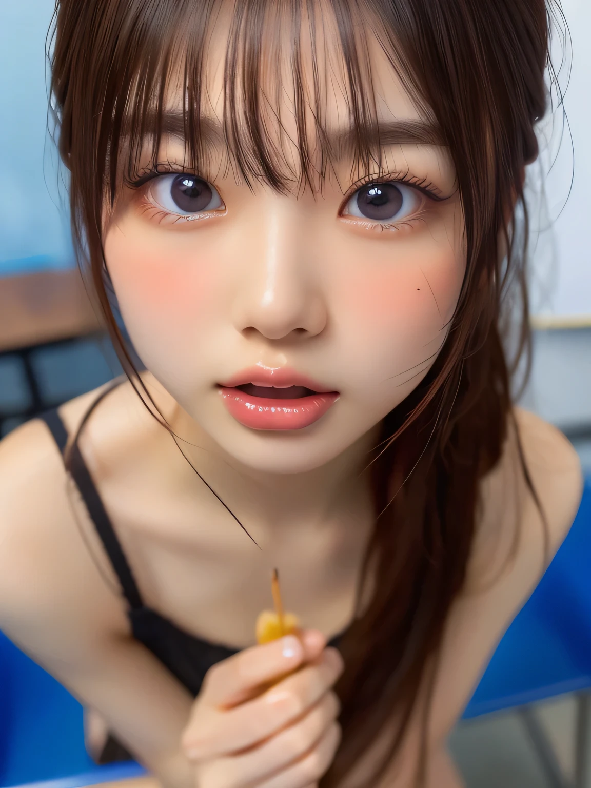 nsfw, 1girl ,19yo, in classroom, nudes, Sticky Semen, medium boobs,Nipples, vagina, , pubic hair, open mouth , saliva, black hair, sensual expression, full body:1.4, spread legs, ( Clear Eyes:1.4), ( very cute:1.2), ( very fine skin texture :1.4), top quality , Masterpiece, ultra high resolution,( photorealistic :1.3),( 8K ultra HD , RAW Photo :1.2),35mm Lens, double eyelid,