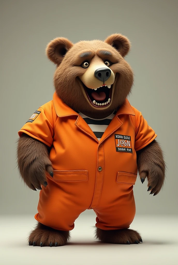 Jail-clothed bear with animated look