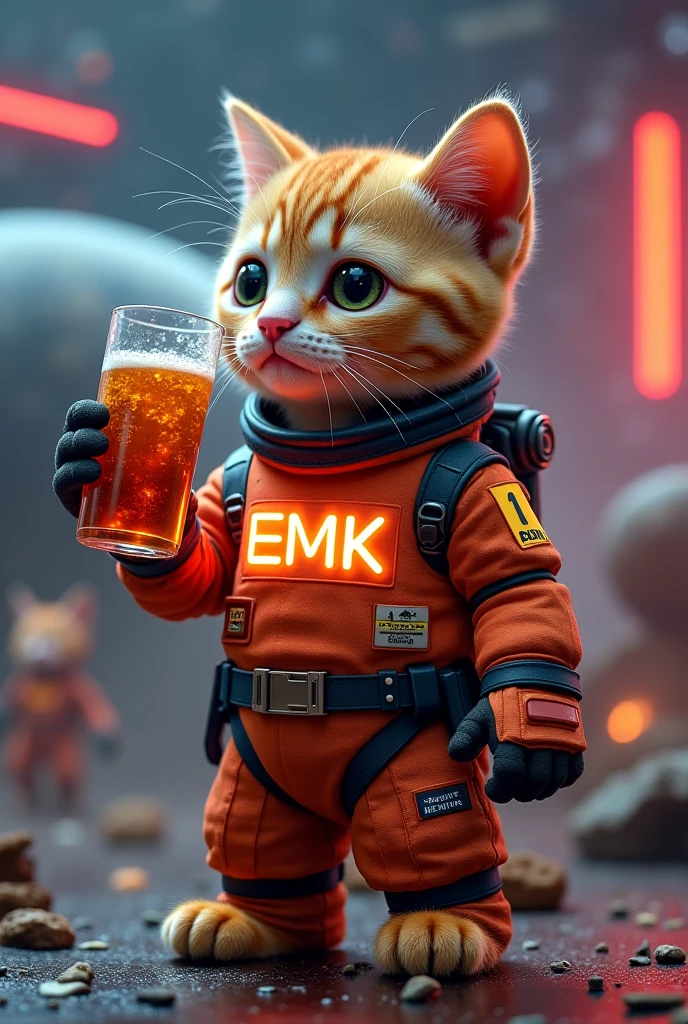 photograph, High quality, Extremely detailed, ((Realistic)), A white cat dressed in cyberpunk clothes is drinking alcohol, ((furry)), neon, High resolution, brighting eyes, ((full body)), Cinematic shots, Dramatic lighting