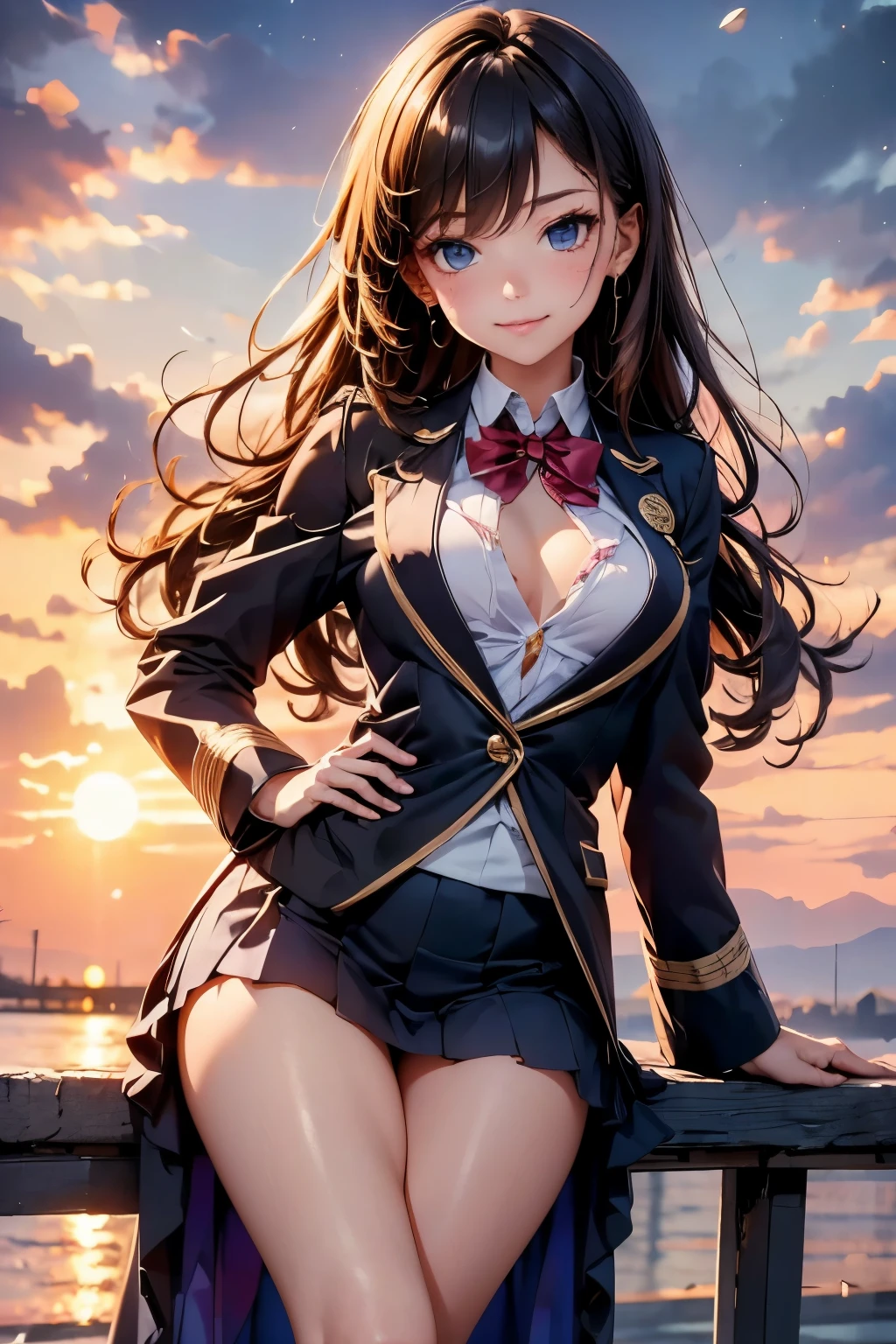 table top, highest quality, shape, Super detailed, finely, High resolution, 8k wallpaper, 完璧なダイナミックな構shape, beautiful and detailed eyes,natural color lip, random sexy pose,look at the camera,table top, highest quality, shape, Super detailed, finely, High resolution, 8k wallpaper, 完璧なダイナミックな構shape, beautiful and detailed eyes,medium hair, natural color lip,smile,(Wearing a brown school blazer uniform:1.3),(long hair:1.3),standing in the park,(The wind blows and lifts up my brown skirt,Lace panties are visible:1.6),cowboy_shot,18 year old girl,Backlight