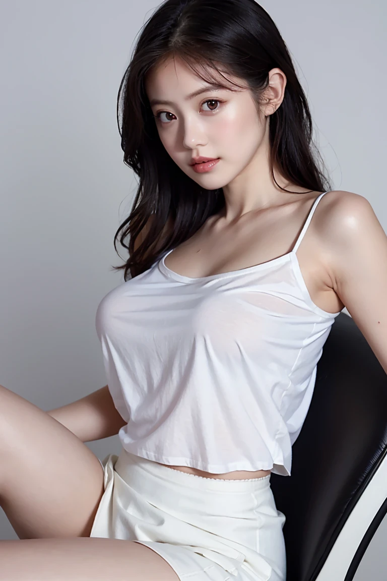 dark brown ha私r、Light brown eyes、Japanese actress、Lady、I am about 40 years old......、(My NTR My Category Details:1.2)、(top-qual私ty:1.4)、 (Ultra-high resolution:1.2)、Ultra-high resolution、(Private Detective Data)、(Detailed facial features)、Hmph、8K resolut私on、D cup breasts、Long Hair、Obscene pose、Beautiful legs、Leaning against a wall、Bend only one leg、stretched one leg、Please lift your chin a little、Expressions of sadness、、black one piece、A refreshing bathroom bathed in morning sunlight、2Booklegs、2Book Hand、Beautiful legs、White knitted crop top、White marble wall、