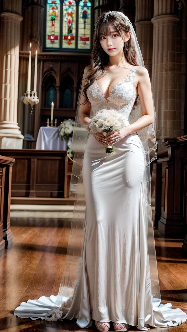 (8k, RAW photo, best quality, masterpiece:1.2),(realistic, photo-realistic:1.37),(Ultra-realistic 8k CG: 1.2), Ultra High Resolution, (two girls, a Japanese girl and an Indonesian girl:1.6), bare shoulders, Cinematic lighting, (red longdress wedding dress:1.5),(SFW:1.3),(Full Body:1.7),(cute face:1.3),(big breasts:1.3),(high heels:1.3),(big hips1.3), (medium thighs:1.3),(covered breasts:1.3),(bust cleavage:1.1),(lipgloss:1.3),(Cute eyes:1.3),(Red lips:1.3),(Smooth skin texture:1.3),( Precise and perfect human anatomy: 1.3),(Beautiful and perfect facial features: 1.3), (Long eyelashes: 1.3),(Red lips: 1.3),(Shiny and textured lips: 1.3),(Smooth skin texture: 1.3),(earrings: 1.3),(Beautiful detailed eyes: 1.3),(Natural Color Lips: 1.3),(Beautiful face: 1.3),(Wedding Bridal Veil With Comb:1.6),(Wedding Garte:1.6),(Wedding Hair:1.6)