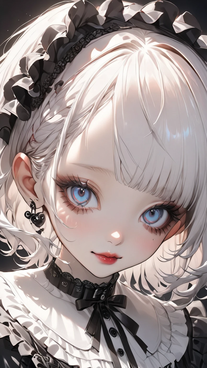 Tim Burton Style、 albino、 girl、 extremely realistic 、