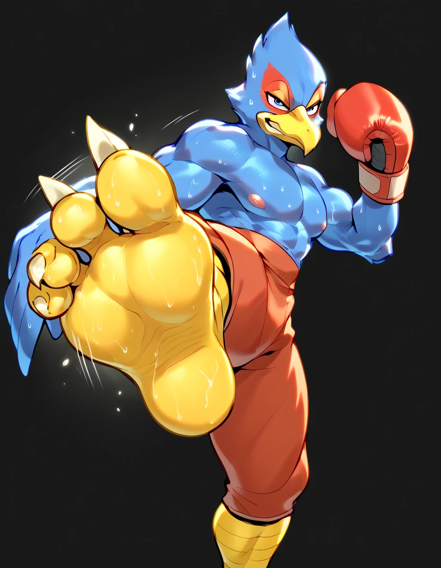 athletic charizard. 4k, high resolution, best quality, posted on e621, solo, anthro body, older male, male, adult, very masculine, dense muscles (tough build):1.5, correct anatomy, (white background, no background:1.2), (by grimfaust:1.2), (by wfa, by vorusuarts, by Traver009:1.0), (bare torso:1.1), (boxers, genital_outline:1.0), (blue boxing gloves), bare paws, (detailed eyes:1.2), sexy, (cel shaded:1.2), (sweat:1.5), visible breath, shiny muscles, sweat:1.6, cartoony shading, (watercolors:1.2), strong shadows, confident, proud, , (vascular, veins:1.1), (full body):1