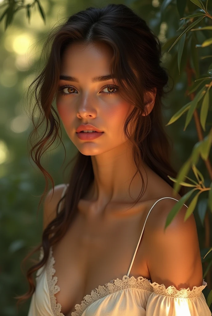 (photorealism:1.2), beautiful woman, shirtless, sitting