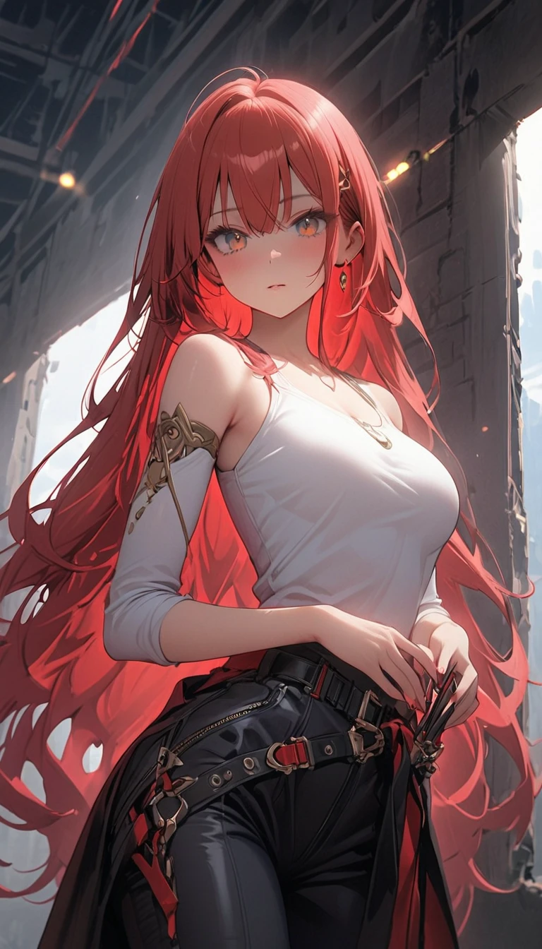 anime big breast，quadratic element，Flat-chested loli，red tinted hair，red pupils，solo person，full bodyesbian，high high quality，high detal，high qulity，The hand structure is correct，The hand details are correct， --auto