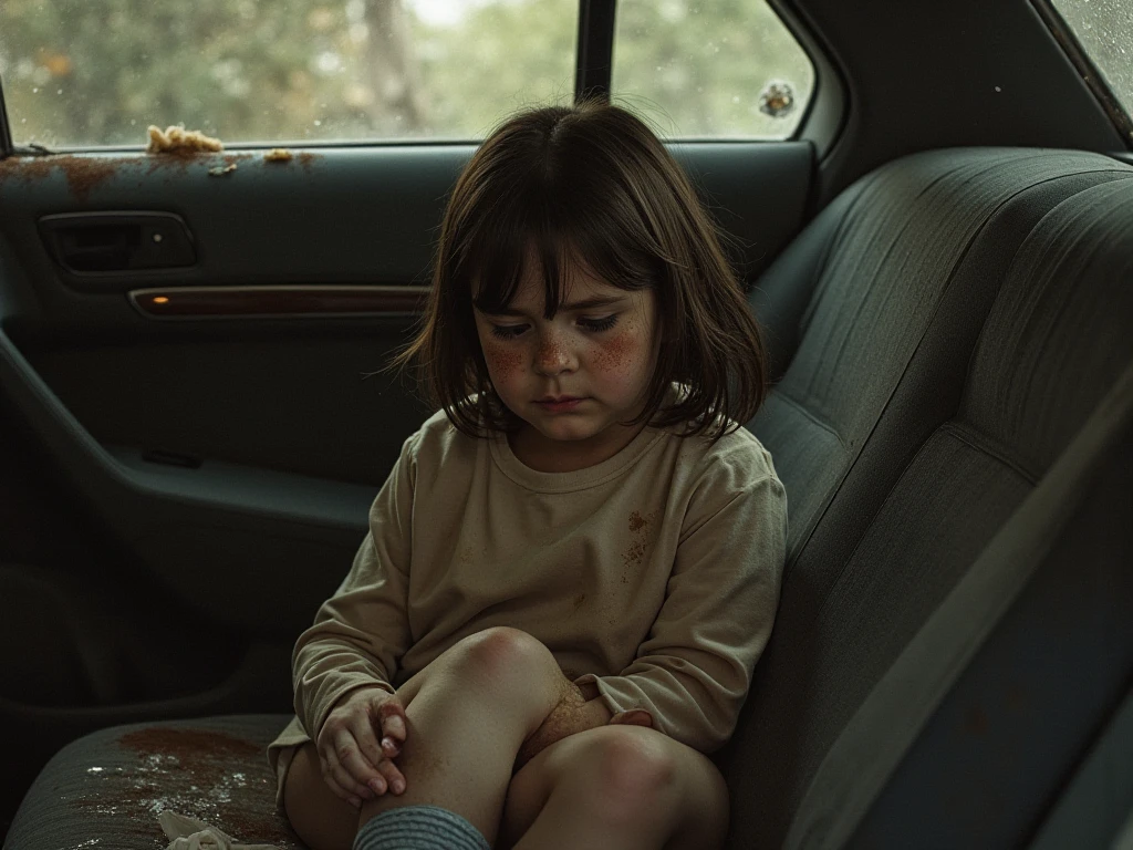 The girl pooped in the car