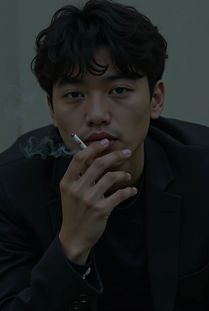 A picture of Jungkook smoking while he is in a dark place BTS