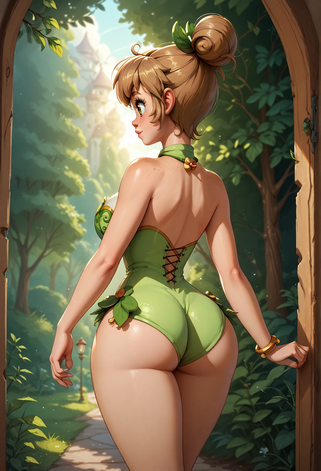(Marvin the Martian) a cute woman, extremely detailed, extremely small martian invader outfit, fishing at an alien lush pond, holding a bucket full of slimy tentacles for bait, extremely detailed eyes, beautiful detailed lips, longeyelashes, beautiful detailed face, 1girl, digital art, concept art, oil painting, 8k, high quality, masterpiece, photorealistic, ultra-detailed, physically-based rendering, vivid colors, studio lighting, sci-fi, alien landscape, fantasy (camera angle is low looking up at butt, focus on butt)
