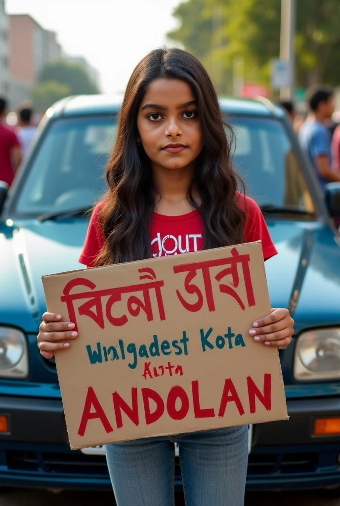 A 23-year-old boy in front of the Rohingya flag on the back. Wearing the T-shirt of Save Rohingya in Arakan. The T-shirt has 'Anas KN' written in English and the face and eyes are covered in red cloth.