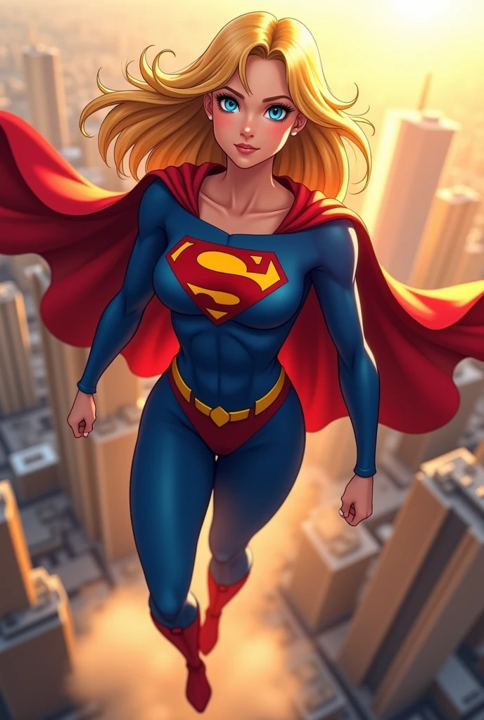 ((highest quality)), ((masterpiece)), (be familiar with), (High definition), (Realistic), (Realistic), (Best Shadow), Low contrast, (Complex:1.4), Side lighting, 8K, ((melissa Benoist)), ((SUPER GIRL)), Perfect Face、Detailed、(Accurate hand and finger depiction)、supergirl women、Blonde、Voluptuous body、big breasts、Narrow waist、Big Ass、Alluring、glamorous、((Squatting with legs apart))、Tokyo Tower、Night view