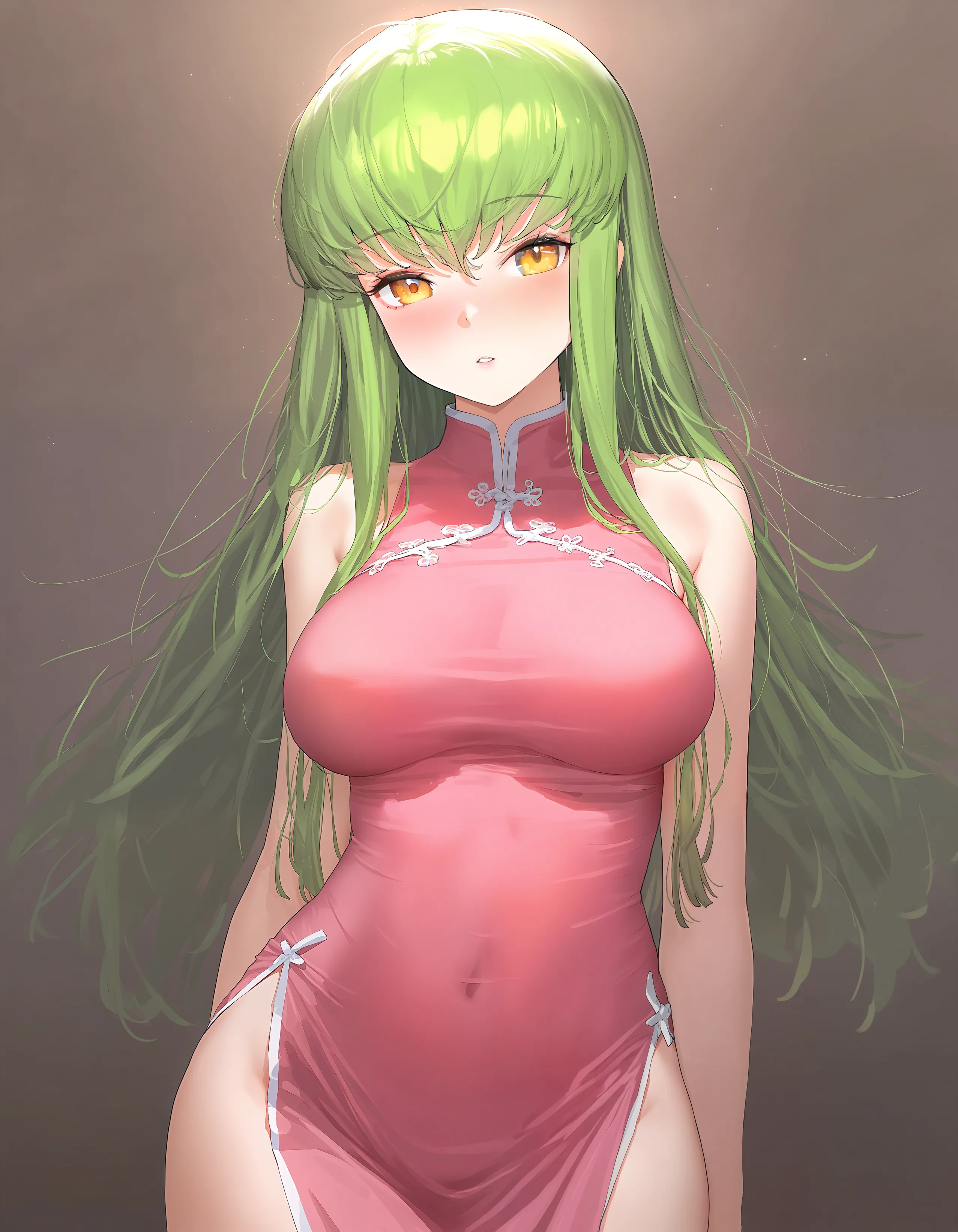 YuukaKazami, red_eyes, green_hair, standing, solo, huge_breasts, chinadress, blush, masterpiece, best quality, detailed face, detailed eyes, highres,