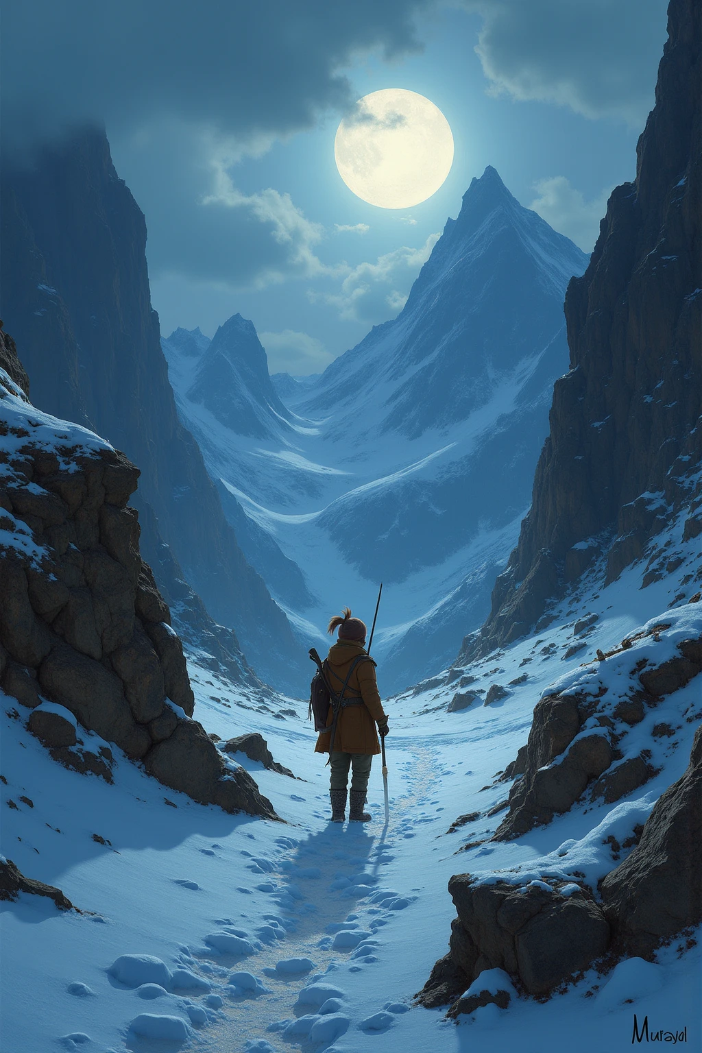 Injured primitive man stands at the foot of a mountain, displaying a determined and fearless expression. He wears rugged animal hide clothing with a tiger skin wrapped around his waist and is barefoot, with one foot resting on a skull. He holds a wolf tooth club made from a giant beast's bone in his hand. The scene is set in a desert environment with the remains of a large beast in the distance. There are no snow-capped mountains in the scene, just an Indigenous peoples' campsite in the background featuring teepees and primitive items scattered around. The illustration style is reminiscent of American comic books with colorful, vivid details rendered in oil paint to add texture and depth. The illustration has a cinematic quality captured through a wide-angle lens, but with a cute and cartoon-like aesthetic reminiscent of the Q-version style. High-quality lighting effects are rendered using Blender and Unreal Engine for the highest level of detail. The background of the scene is cool-toned, conveying a sense of melancholy and sadness.
