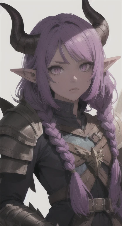 1girl, solo, ((dark skin)), purple hair, bangs, hair over one eye, medium short hair, medium breasts, pointy ears, sharp eyes, gold eyes, serious face, leotard, navel line, ((highleg leotard)), coat, Bow and arrow, face close up,