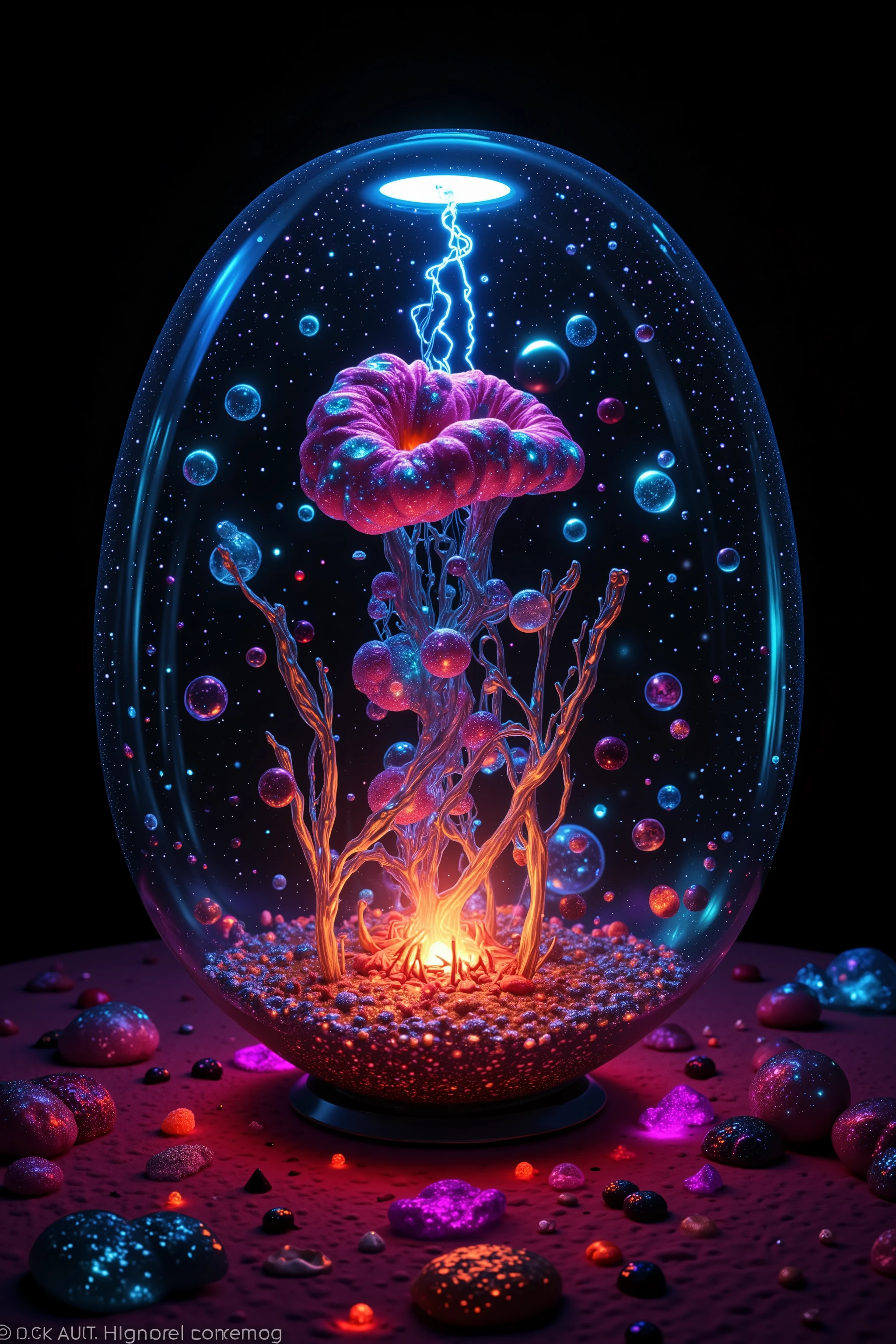 LSD, DMT imagery. octane render. Bright neon colored translucent wombs hold bodies inside with electrical wire for nervous systems lighting up the different shapes flowing inside the abstract liquid, and glow in the dark structure. Octane render, black 3d fluid simulation,  ethereal bubbles, swirling chemical liquids, and highly volatile chemicals at different temperatures cause natural movements within the solution causing the wombs to explode with dramatically accelerated growth of life. Psilocybin Dream inside a perfectly formed reality breaks into another, the shift casuses chaos and insanity. Extreme Hallucinations in a gorgeous piece of psychedelic digital artwork, Stunning, pixel art, 4d mandelbulb psychedelics, intricate underwater brightness, lifeforms twist and and grow inside of translucent glass looking shapes, bubbling with light and color glowing with luminescence. Fluorescents and neon aesthetic, bright colors are created as sulfuric acid mixes with noxious chemical compounds melting through the solid black background exposing other dimensions, swirling spirals and vortexes turn into whirlpools and sinkholes draining the horrible chemical fluid. The new life breaks out and is born, spilling into the universe unexpectedly. Ultra detailed, ultra realistic,Pixel Assets,Portrait photography,surrealism, hyperrealism, Photorealistic, Hyperdetailed, Glass Morphism, Digital Art, Sparkle, Optical Illusion, Glowing Light, Reflective Light, Overexposure, Backlighting,full focus, spheres and bubbles show perfect Symmetry, Awe inspiring, Breathtaking, Indescribably Beautiful, Heaven sent images, Best Quality, Award Winning, Masterpiece.