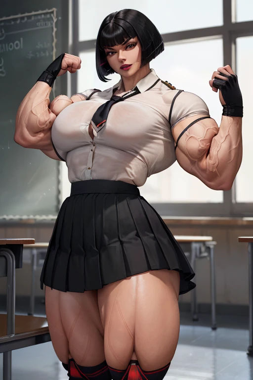 (2young girls), (best quality), (ultra-detailed), (detailed light), (an extremely delicate and beautiful), brown hair, brown eyes, model, (Beautiful big breasts:1.6), bare shoulders, (bare breasts:1.4), (hi-school uniform, pleated skirt:1.3), ((hi-school uniform with wide open breasts:1.4)), best quality, extremely detailed CG unified 8k wallpaper, High-definition raw color photos, professional photography, ((in the school)) ,(( big muscular:1.8 )) ,Breasts are about to explode out of her clothes. (big breasts:1.7), (big ass:1.3), Very big muscle, Power up ,Women , (strong) , (((muscular))), (Torn shirt) (Muscle bodybuilder)) high school uniform