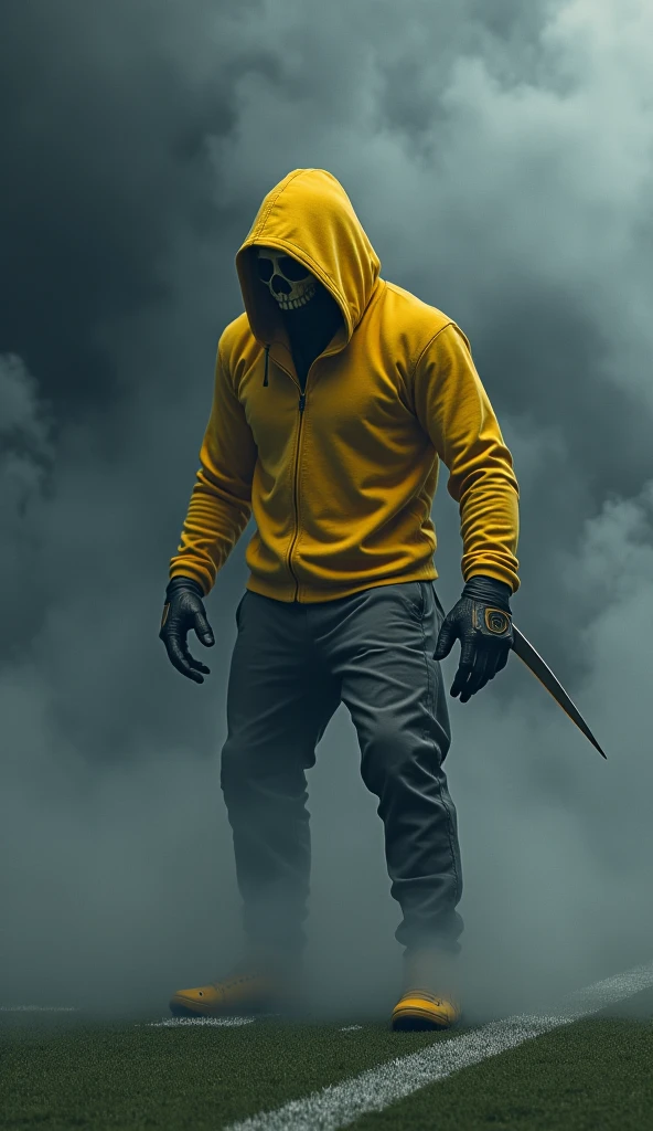 W komiskowym stylu, w stylu DC comics. Super złoczyńca. Stalker nosi obcisły, dark gray overalls, which is both light and durable, made of light-absorbing nanomaterials, co potęguje jego zdolność do niewidzialności. Na twarzy ma maskę z przezroczystego materiału, which allows him to see the world in infrared and ultraviolet, while hiding his identity. His body is slim and the effects of the mutation are clearly visible - his skin is pale., a żyły widocznie pulsują ciemnym kolorem. Even though his legs are paralyzed, they are slightly distorted, co dodatkowo potęguje jego upiorny wygląd. Nogi ma wyprostowane. It floats slightly above the surface. 