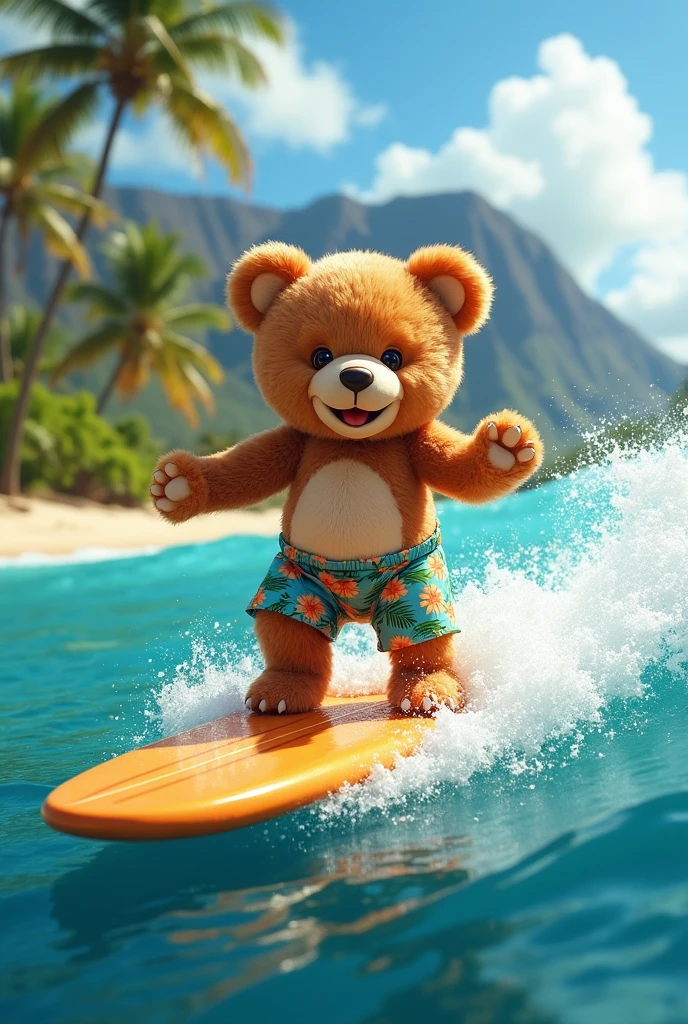  teddy bear , Surfing in Hawaii
