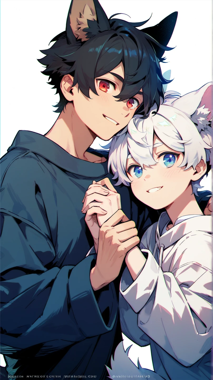 Light blue eyes + blue-gray hair + casual dress + right eye scar + cute domineering male wolf + exquisite (both can be attacked)