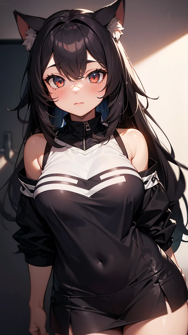 score_9, score_8_up, score_7_up, score_6_up, score_9, score_8_up, score_9, score_8_up, score_7_up, BREAK 1人、solo、Nobara Kugisaki、Big Breasts、uniform、Black jacket、Long sleeve、Black Skirt、pantyhose、Beholder's Perspective、Wide hips、Cleavage、Arms crossed、From above