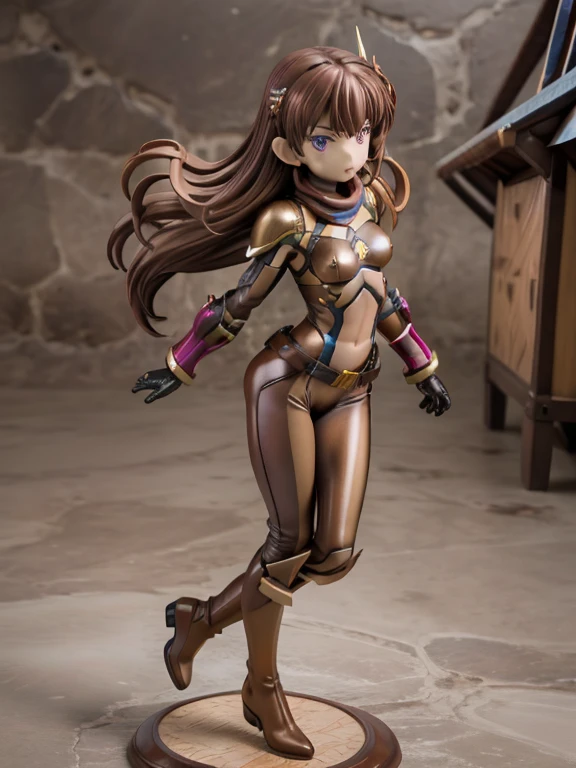 Female Knight、美しいgirl、Huge 、Excellent style、Nice body、glamorous、Black leotard、armor、(masterpiece:1.2) , (Highest quality:1.2) , (Very detailedな:1.2), 2.5D,Very detailed,anime,girl,Dark brown hair,Medium Hair,break,blue eyes,break,bikini armor,smile,action,sword、Anna of Arendelle、Wearing a black high-leg leotard、Cowboy Shot、alone