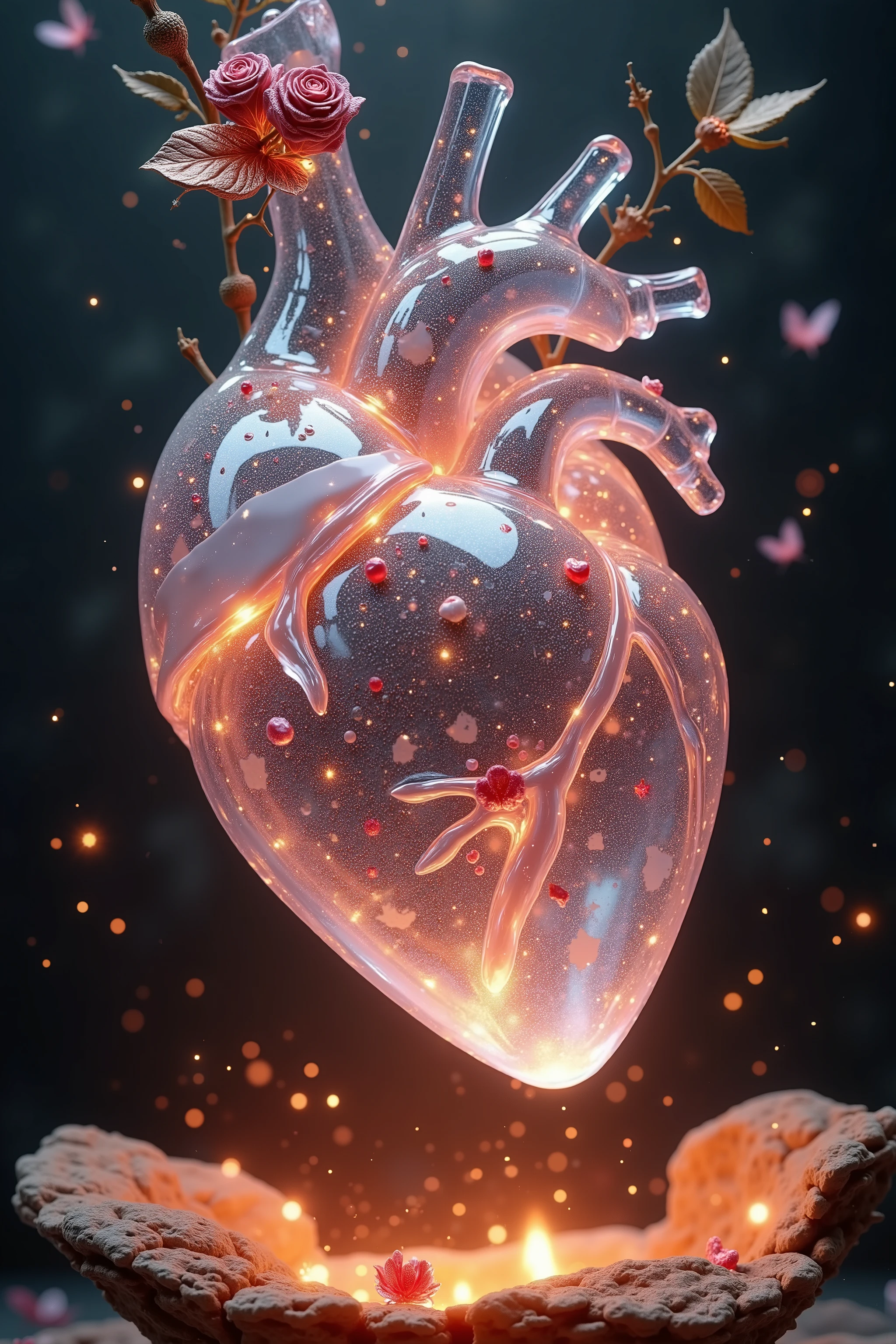  ember heart berry - a type of berry that seems to exude warmth,  flickering light ,  like a fiery heart .    masterpiece,  8,000, Perfect quality ,  actual ,Ultraclear detailed  ,  detailed background    