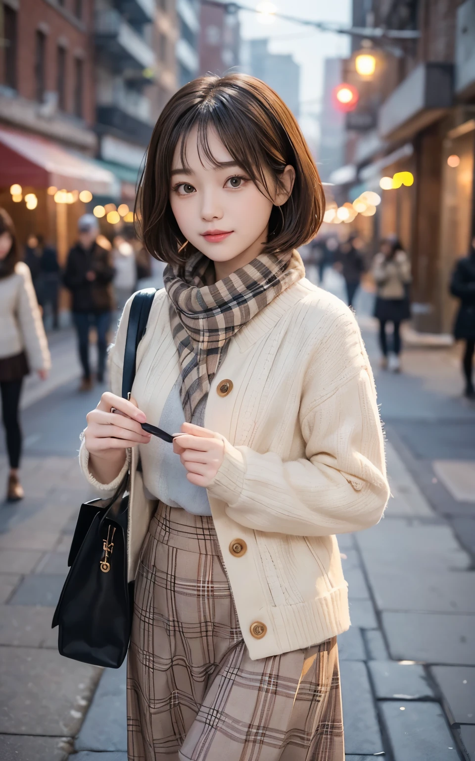 ((Top Quality)), ((masterpiece)), realistic images、Japanese Girl、 realistic image of the eye area 、Petite、 ish expression、、10age、bob hair、 black hair、 Slim、My bust isn't swollen、 ish expression、Real Face、Petite、Lolita fashion clothes、lace socks、Red Shoes、I'm walking looking at the shops in the hot spring district、Bustling shopping street、They make manju、Stores that sell souvenirs,I'm walking very happy、is laughing with their mouths open、is sticking out her tongue、