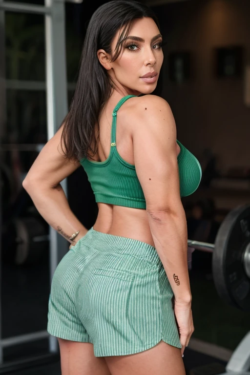 linda mulher (loira) europeia, cabelo loiro no rabo de cavalo, solid and thin construction, pale cream skin, olhos verdes claros, dark pink combat pants, standing in the crowded gym, um close back de uma ((mulher linda loira, com olhos verdes)) com um corpo musculoso posando para uma foto, linda, perfeita, rosto lindo, rosto perfeito ,feminina e muscular, mulher fisiculturista, garota musculosa, ((loira de olhos verdes)), mulher forte, Modelo de fitness, adequado, mulher em forma, corpo forte, mulher musculosa e exausta, mulheres guerreiras musculosas, corpo fitness ifbb, exaggerated muscular physique, Sculpted Muscles, (Parte superior do corpo sexy), exaggerated physique